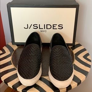 Black leather Slip On Sneakers